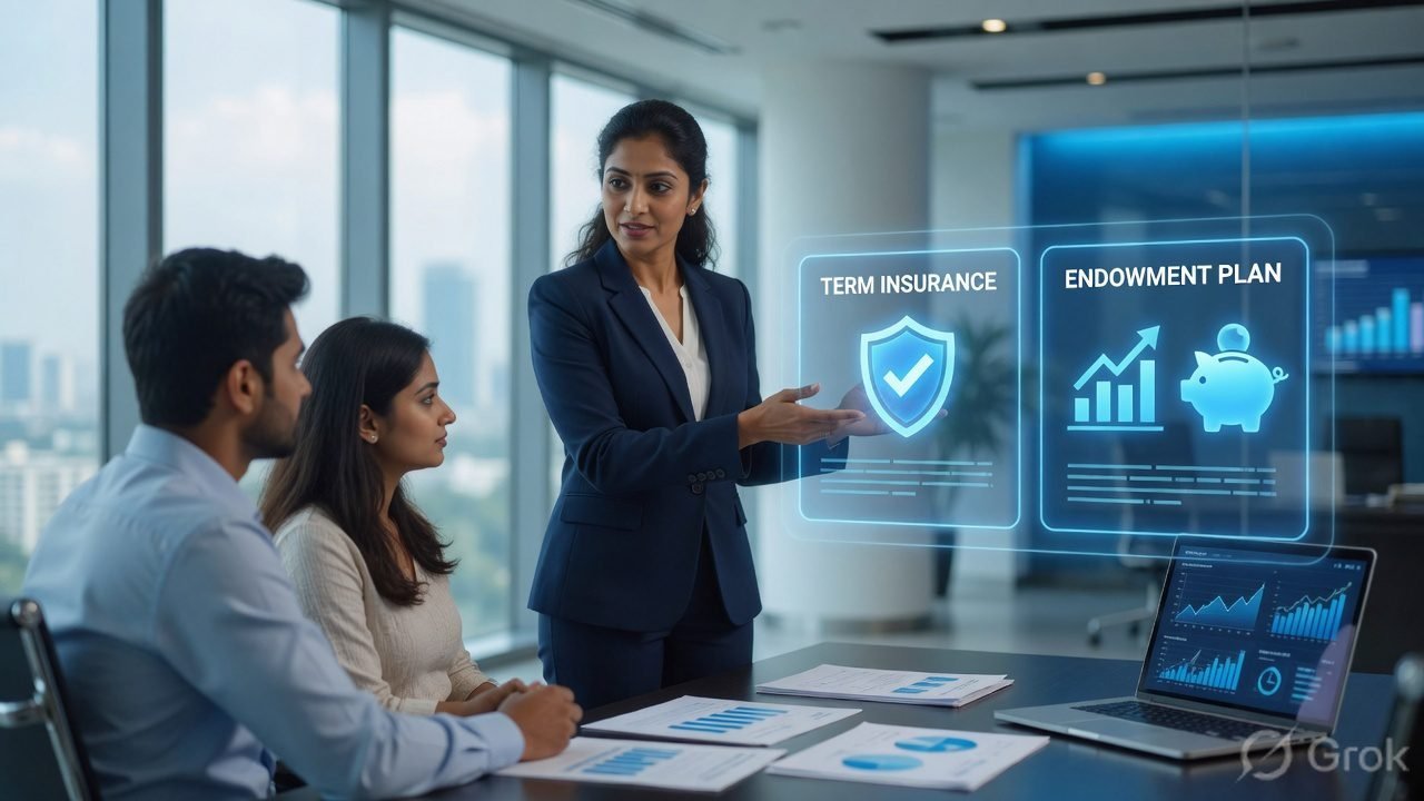 term insurance vs endowment plan comparison chart