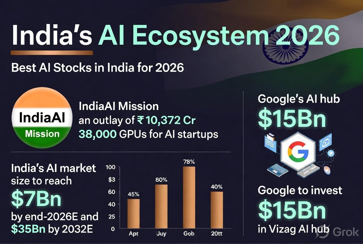 best AI stocks India 2026 market overview IndiaAI Mission
