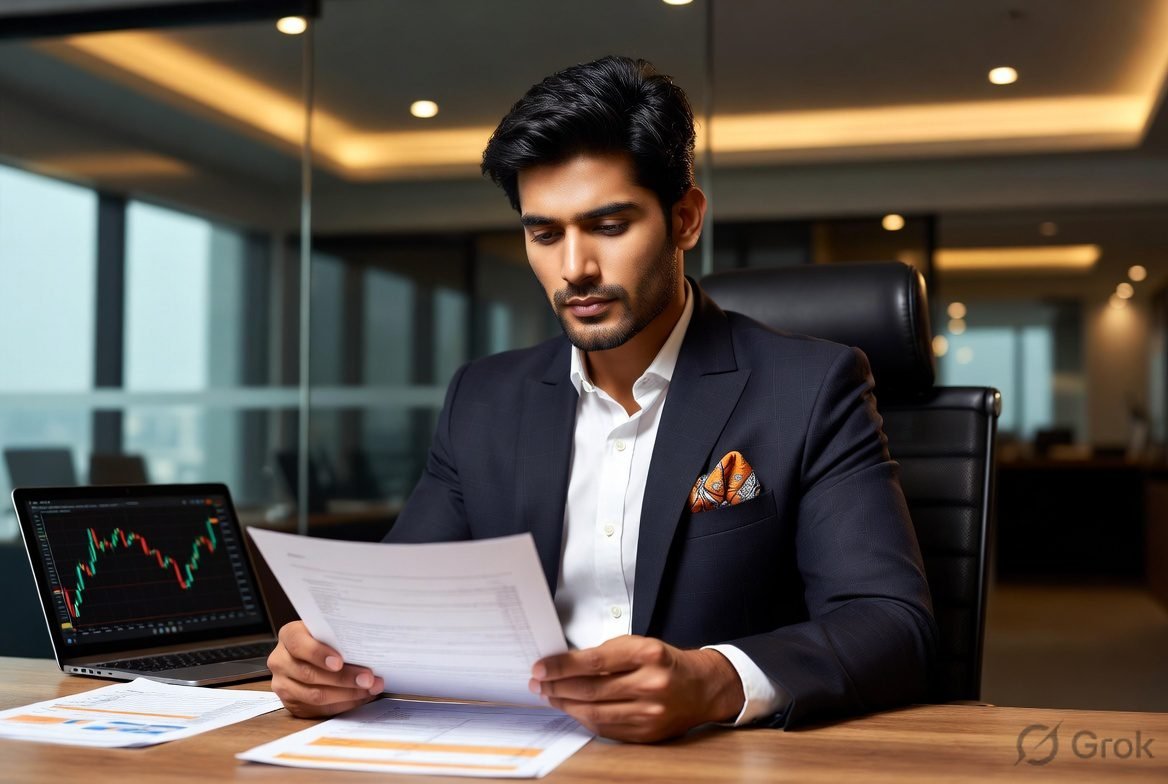 investor reviewing Reliance Jio IPO documents
