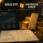 Gold ETF vs Physical Gold comparison showing digital gold investment and physical gold bars for Indian investors in 2026.