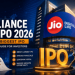 Reliance Jio IPO 2026 feature image showing India's biggest IPO, digital telecom headquarters, stock market growth chart, and investor theme.