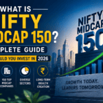 Nifty Midcap 150 complete guide 2026 with stock market growth chart and investment concept