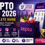 Zepto IPO 2026 featured image showing Zepto delivery app, grocery bag, IPO growth chart, valuation, and investment guide