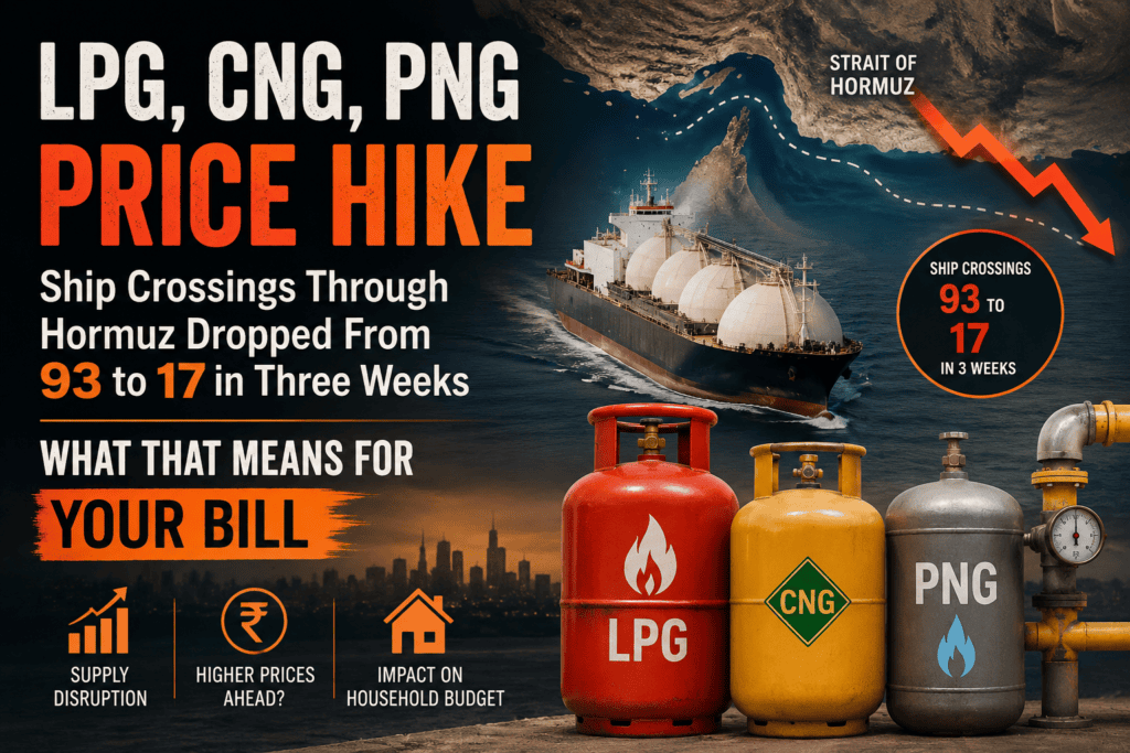 LPG, CNG and PNG price hike in India due to Strait of Hormuz shipping disruption affecting household fuel costs