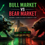 Bull market vs bear market comparison showing rising and falling stock market trends