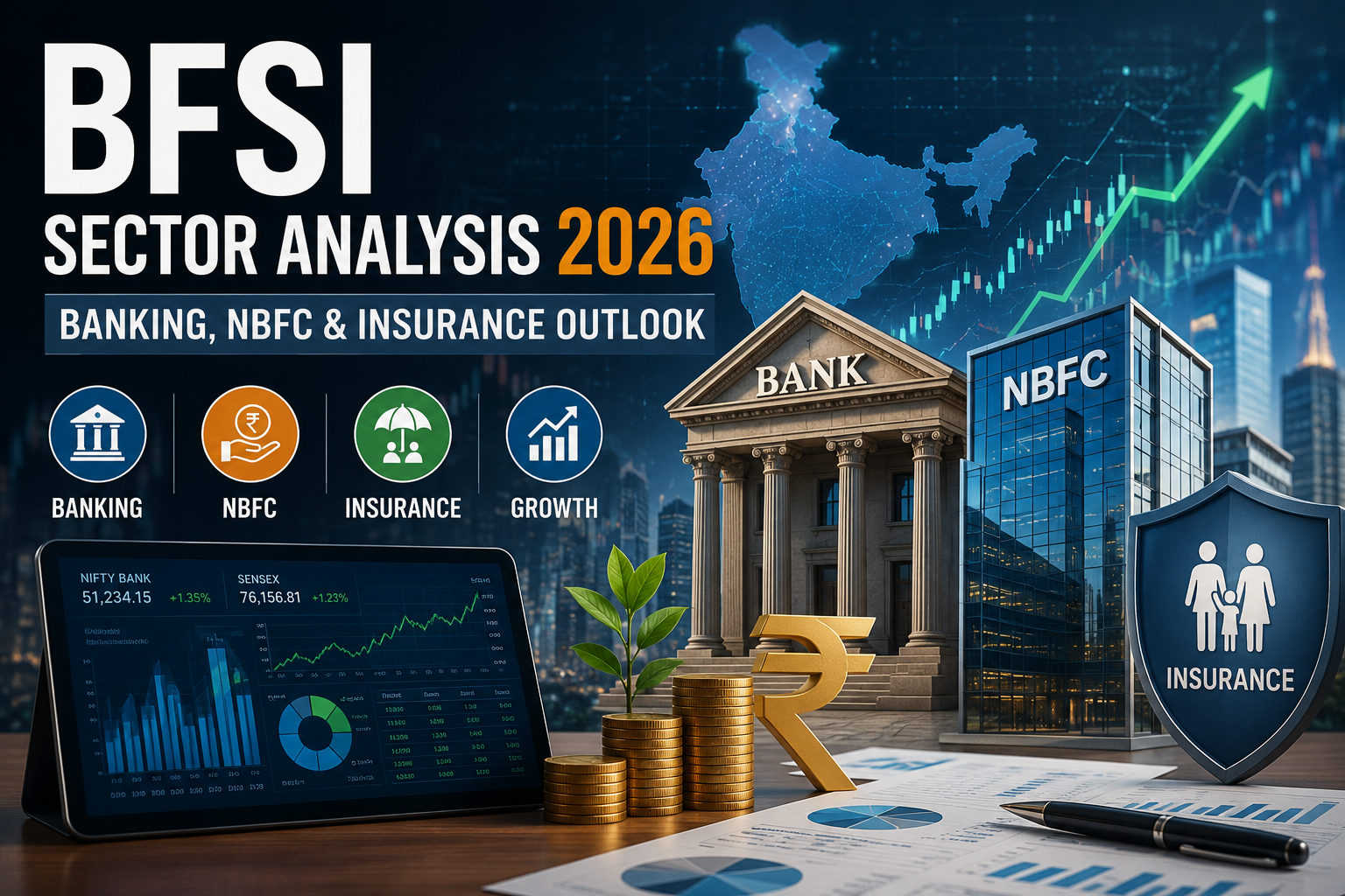 BFSI sector analysis 2026 showing banking NBFC and insurance industry outlook in India