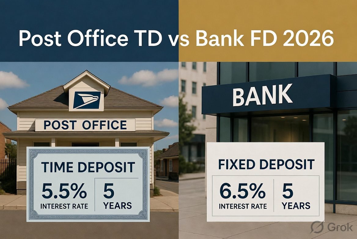 Post Office Time Deposit vs Bank FD 2026 rate comparison chart