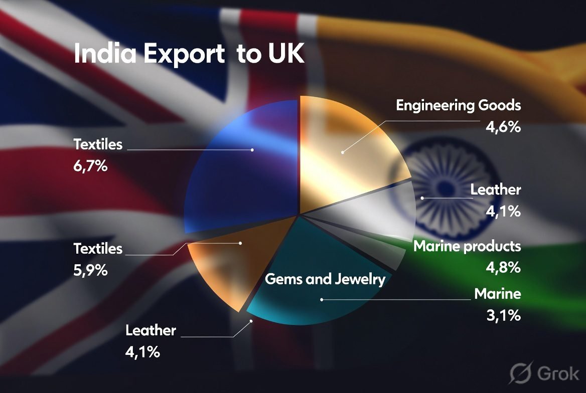 India exports UK by sector chart