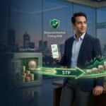 STP Systematic Transfer Plan 2026 showing money moving from a liquid mutual fund to an equity fund for gradual lump sum investing and reduced market timing risk.