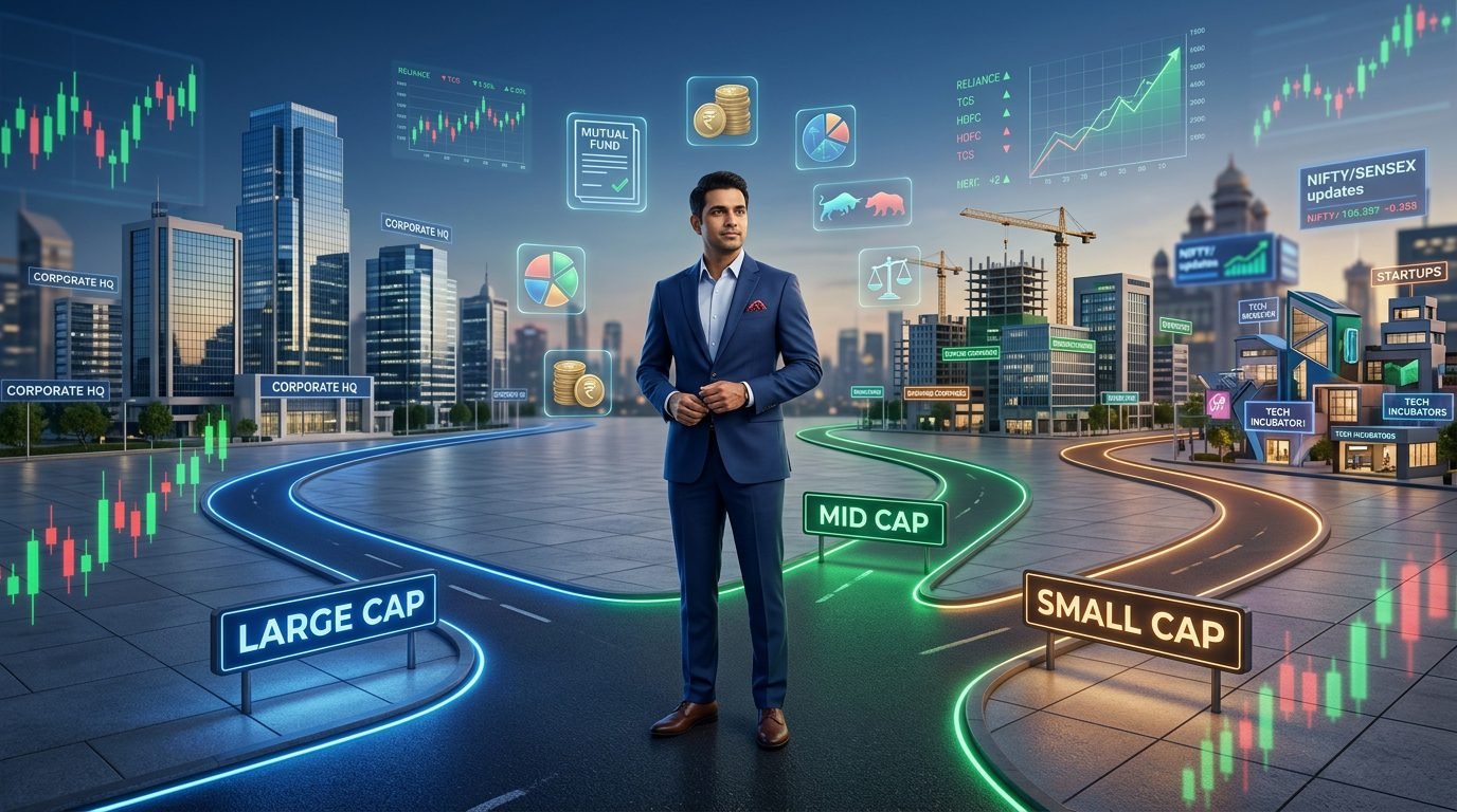 Large Cap vs Mid Cap vs Small Cap Funds 2026 comparison chart