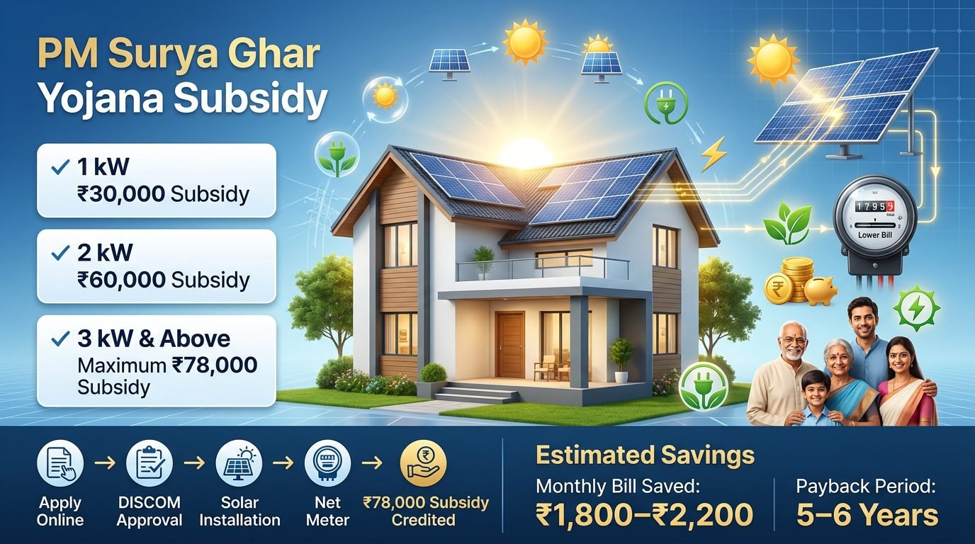PM Surya Ghar Yojana rooftop solar subsidy scheme India 2026