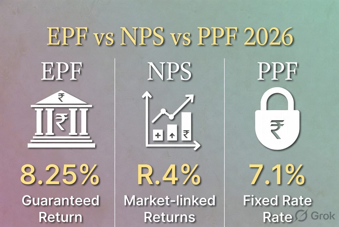 EPF vs NPS vs PPF 2026 comparison chart