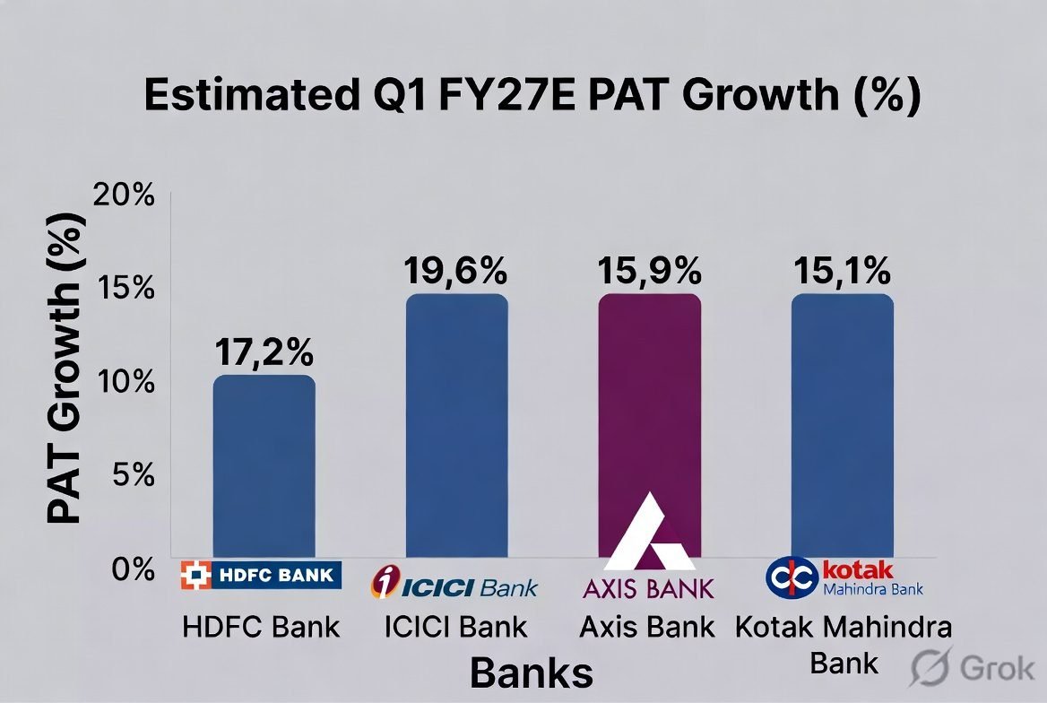 Q1 FY27 bank PAT growth comparison bar chart