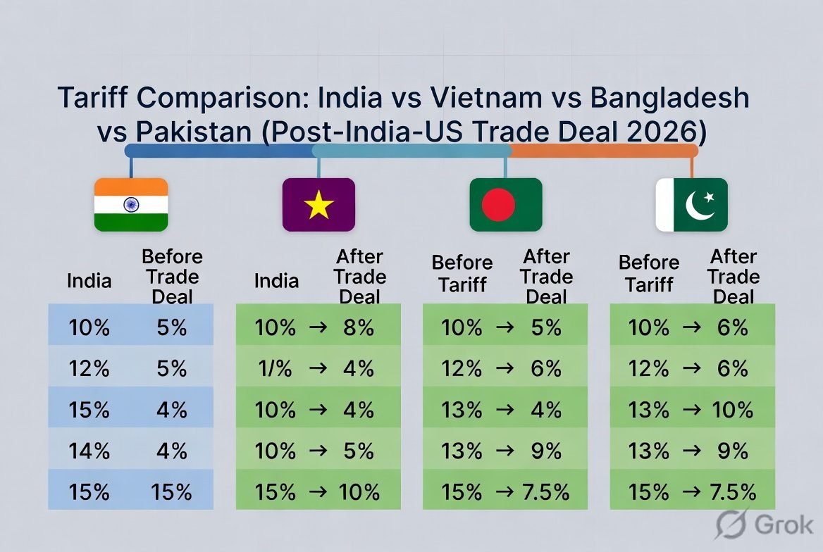 Tariff comparison India Vietnam Bangladesh Pakistan