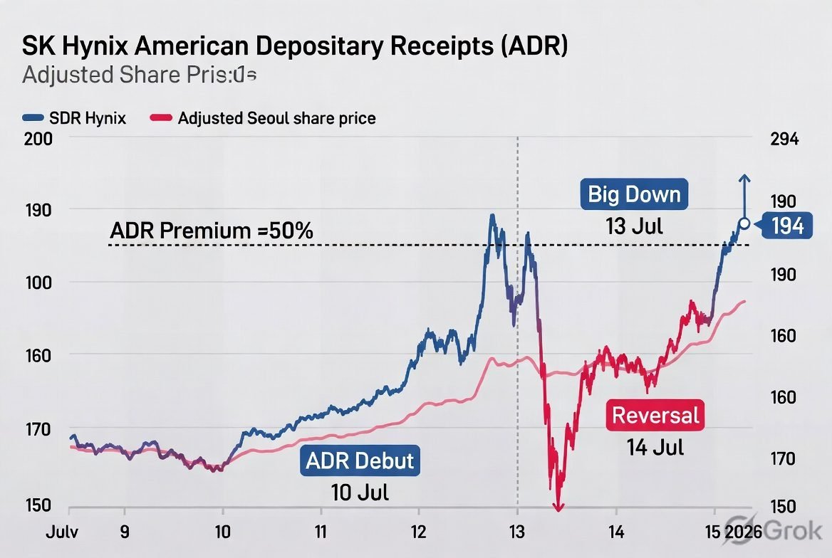 SK Hynix ADR vs Seoul share price chart
