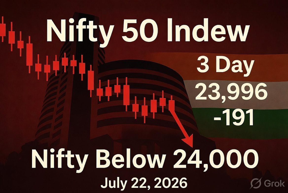 Sensex Nifty Crash July 2026 chart three-day decline