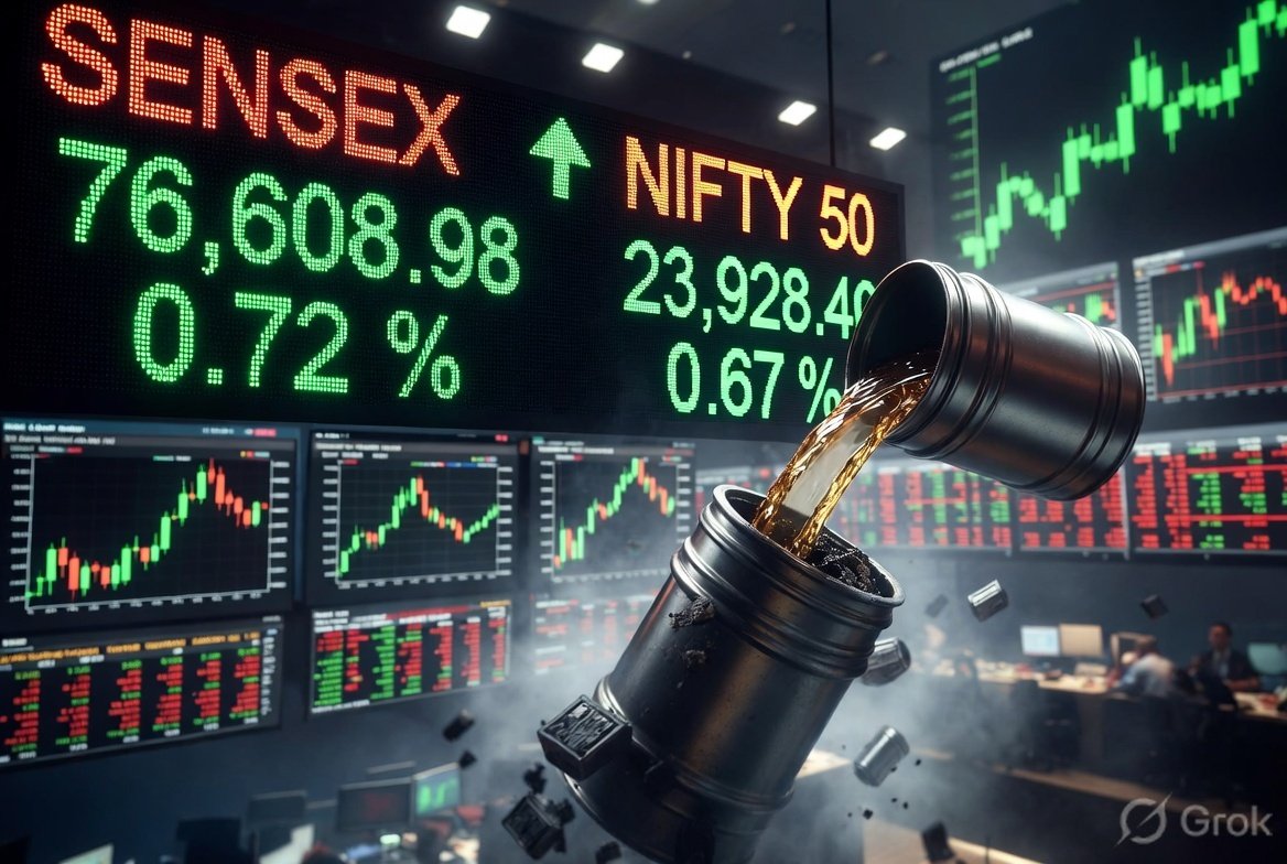 Sensex Nifty rebound crude oil crash July 27 2026