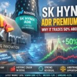 SK Hynix ADR Premium 2026 - Nasdaq shares trading 50% higher than Seoul stock with HBM AI memory chip and stock charts