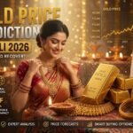 Gold Price Prediction Diwali 2026 - Beautiful Indian woman with gold jewellery and bars, festive diyas, and price chart