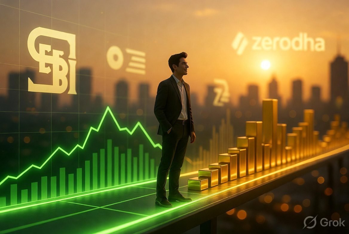 What Are Life Cycle Funds? Young Indian investor standing on glowing glide path from high equity to safe debt allocation with SEBI and Zerodha elements - New Mutual Fund Category 2026