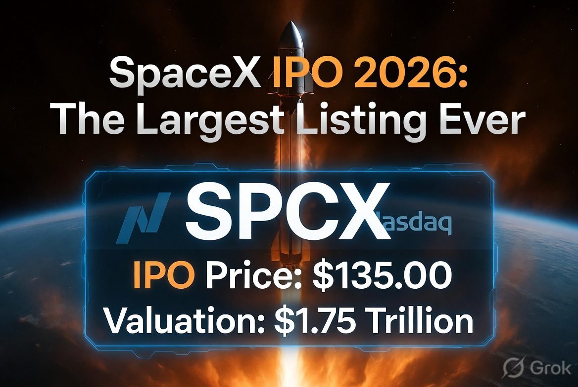 SpaceX IPO 2026 stock price chart since listing